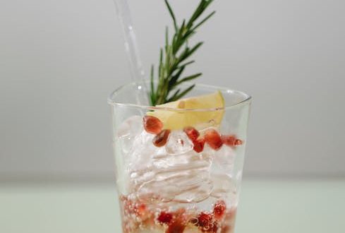 Cocktail med rosmarin og tranebær